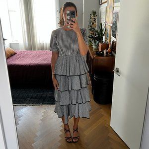 Gingham Ruffled Midi Dress